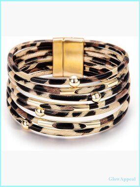 Leather Wrap Bracelets Multi-Layer Boho Crystal Beads Cuff Bracelet Jewelry